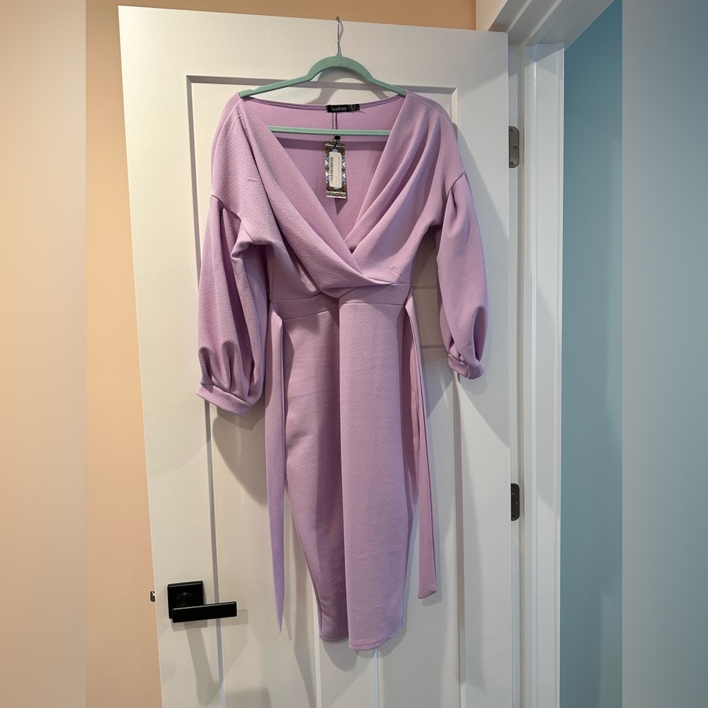 Boohoo off the shoulder dress